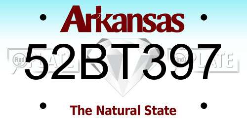 52BT397 Arkansas License Plate