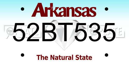 52BT535 Arkansas License Plate
