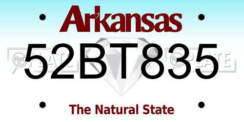 52BT835 Arkansas License Plate