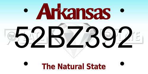 52BZ392 Arkansas License Plate