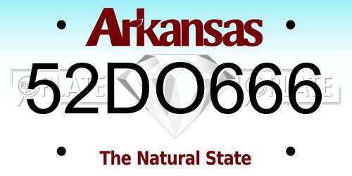 52DO666 Arkansas License Plate