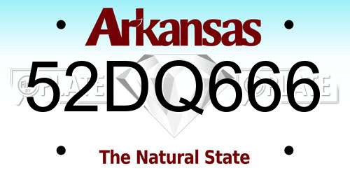 52DQ666 Arkansas License Plate
