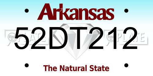 52DT212 Arkansas License Plate