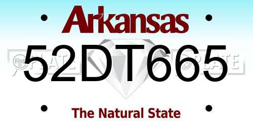 52DT665 Arkansas License Plate