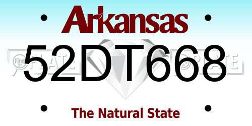 52DT668 Arkansas License Plate