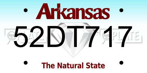 52DT717 Arkansas License Plate