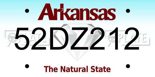 52DZ212 Arkansas License Plate