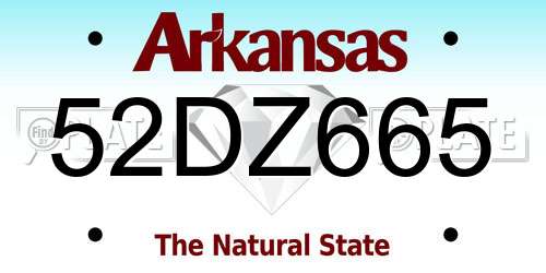 52DZ665 Arkansas License Plate