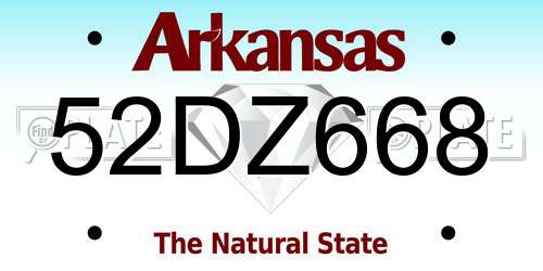 52DZ668 Arkansas License Plate