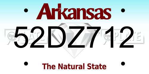 52DZ712 Arkansas License Plate