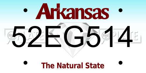 52EG514 Arkansas License Plate