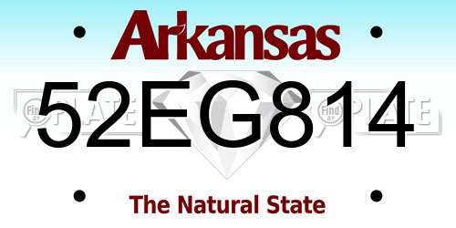 52EG814 Arkansas License Plate