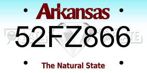 52FZ866 Arkansas License Plate