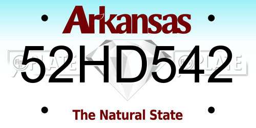 52HD542 Arkansas License Plate