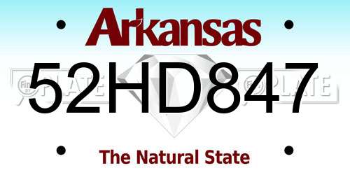52HD847 Arkansas License Plate