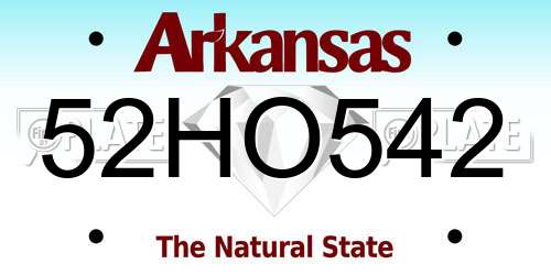 52HO542 Arkansas License Plate
