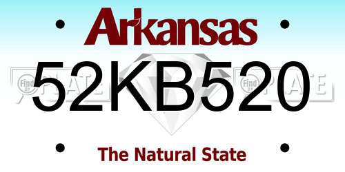 52KB520 Arkansas License Plate