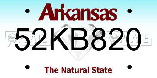52KB820 Arkansas License Plate