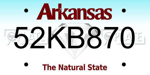 52KB870 Arkansas License Plate