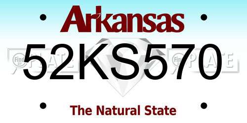 52KS570 Arkansas License Plate