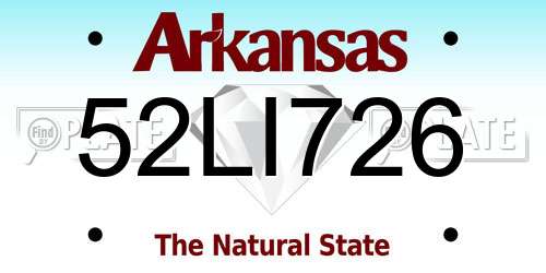 52LI726 Arkansas License Plate