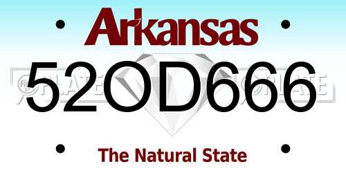 52OD666 Arkansas License Plate