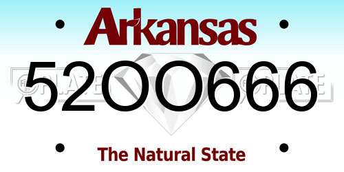 52OO666 Arkansas License Plate