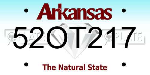 52OT217 Arkansas License Plate