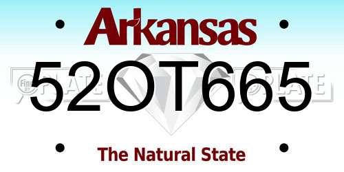 52OT665 Arkansas License Plate