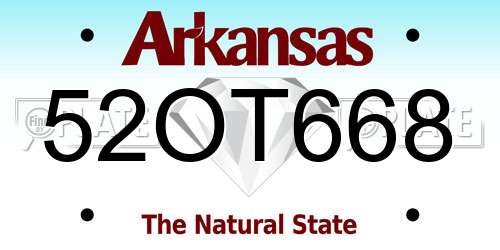 52OT668 Arkansas License Plate