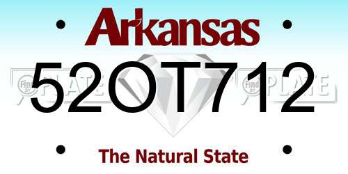 52OT712 Arkansas License Plate