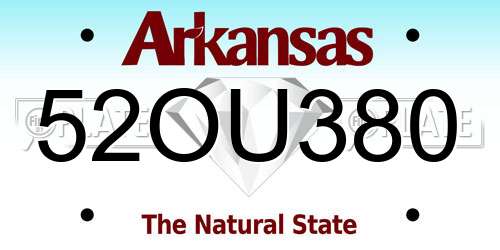 52OU380 Arkansas License Plate