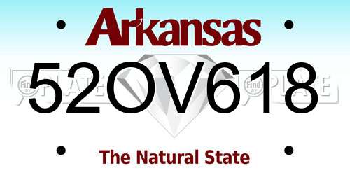 52OV618 Arkansas License Plate