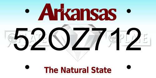52OZ712 Arkansas License Plate