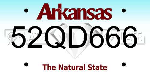 52QD666 Arkansas License Plate