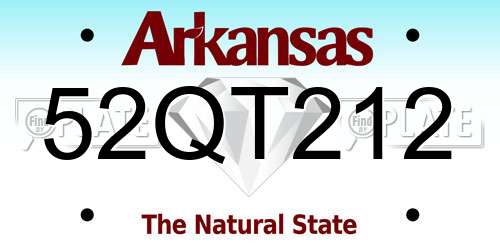 52QT212 Arkansas License Plate