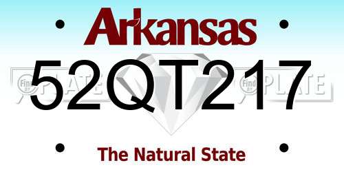 52QT217 Arkansas License Plate