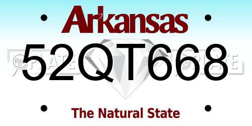52QT668 Arkansas License Plate