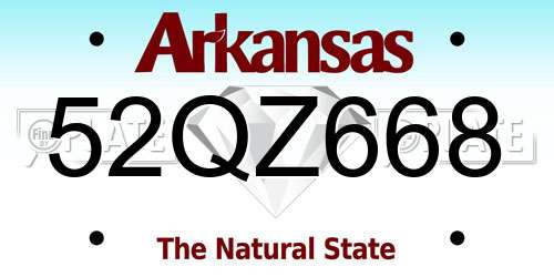 52QZ668 Arkansas License Plate