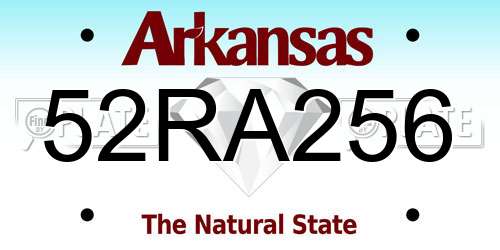 52RA256 Arkansas License Plate