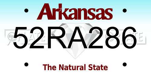 52RA286 Arkansas License Plate