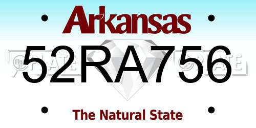 52RA756 Arkansas License Plate