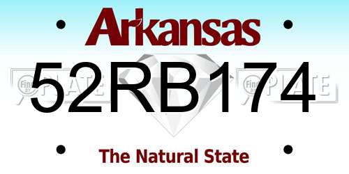 52RB174 Arkansas License Plate