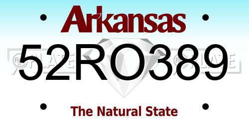 52RO389 Arkansas License Plate
