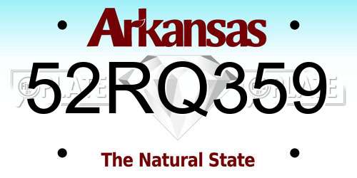 52RQ359 Arkansas License Plate