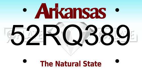 52RQ389 Arkansas License Plate
