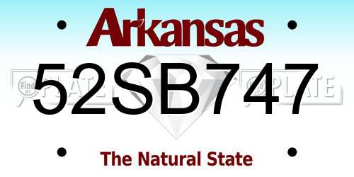 52SB747 Arkansas License Plate