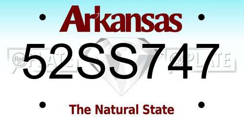 52SS747 Arkansas License Plate