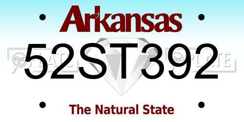 52ST392 Arkansas License Plate