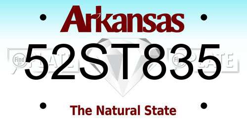 52ST835 Arkansas License Plate